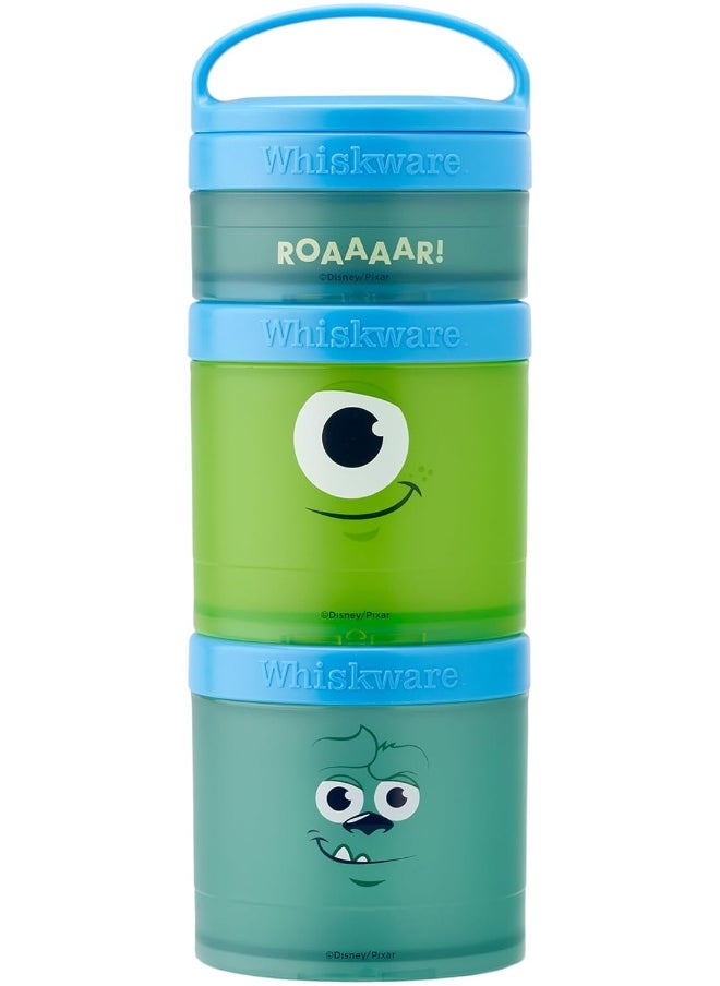 Whiskware Containers for Toddlers and Kids 3 Stackable Snack Cups for School and Travel, 1/3 cup+1 cup+1 cup, Monsters