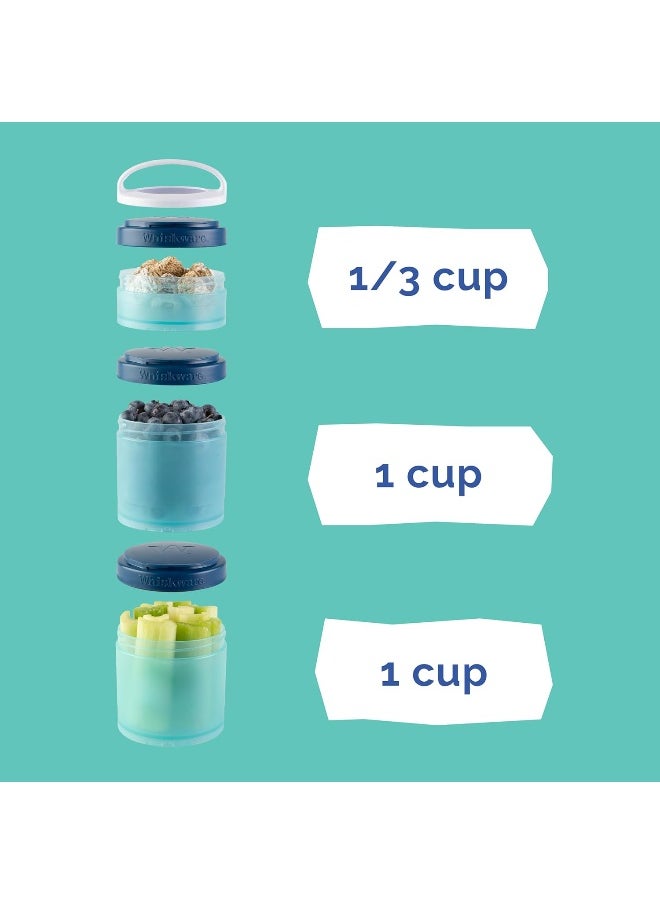 Whiskware Containers for Toddlers and Kids 3 Stackable Snack Cups for School and Travel, 1/3 cup+1 cup+1 cup, Monsters