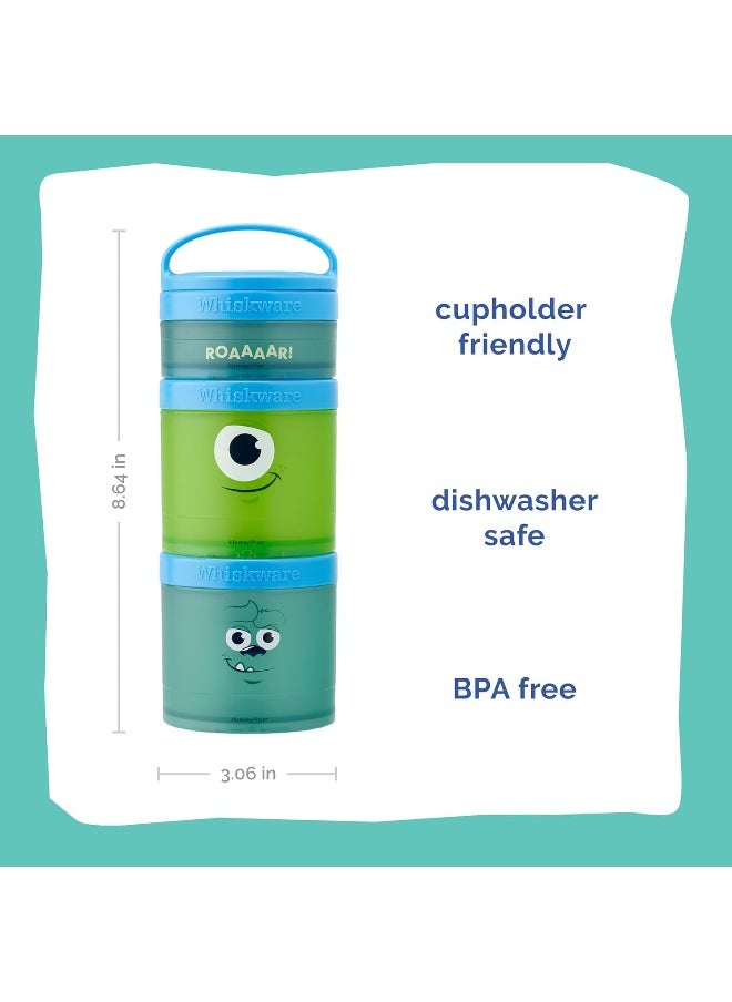 Whiskware Containers for Toddlers and Kids 3 Stackable Snack Cups for School and Travel, 1/3 cup+1 cup+1 cup, Monsters