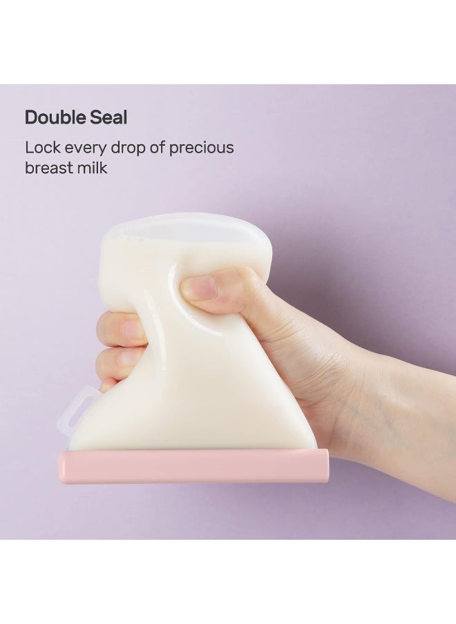 Nuliie 7 Pcs Silicone Breastmilk Storage Bags Reusable, 8oz/240ml Double Leak-Proof Breastmilk Freezer Bags, BPA Free Self-Standing Milk Bags for Breastfeeding, Baby Food Pouches