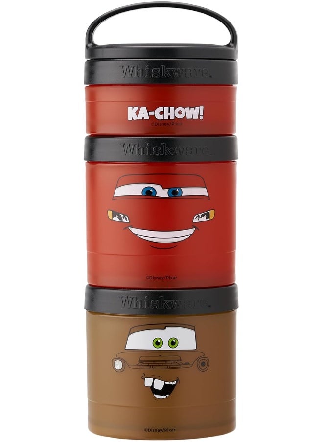 Whiskware Containers for Toddlers and Kids 3 Stackable Snack Cups for School and Travel, 1/3 cup+1 cup+1 cup, Cars
