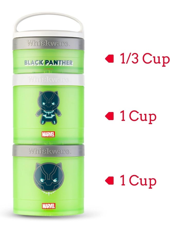 Whiskware Marvel Stackable Snack Containers for Babies, Kids, and Toddlers, 3 Stackable Snack Cups for School or Travel, Formula Friendly, Cupholder Friendly, Spider-Man