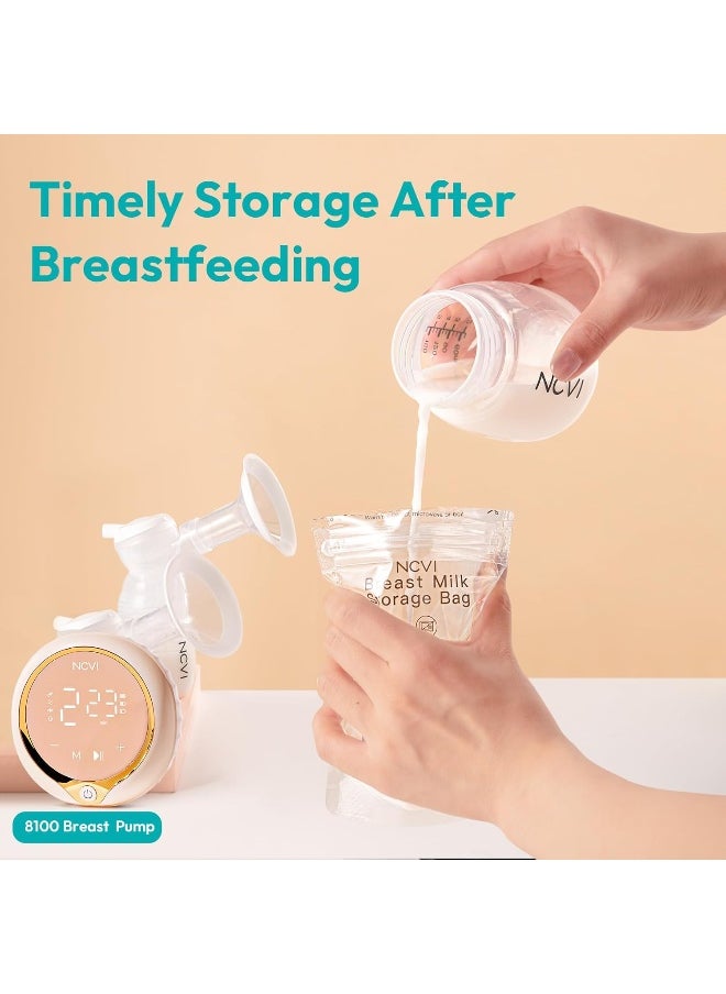 NCVI Breastmilk Storage Bags, 180 Count Milk Storage Bags for Breastfeeding, 7oz Breast Milk Storage Bags with Temp-Sensing, Doubled-Sealed, Hygienically, Self Standing, Easy Pour Spout, BPA Free
