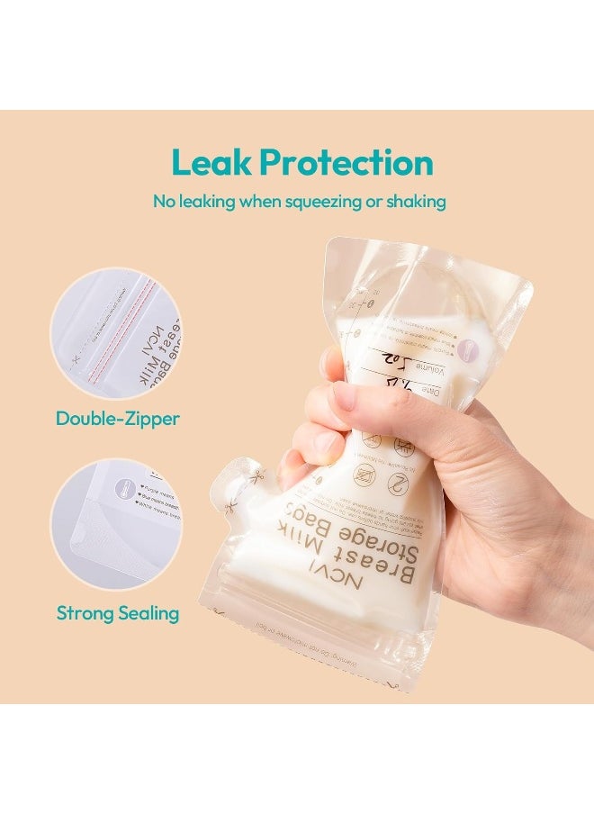 NCVI Breastmilk Storage Bags, 180 Count Milk Storage Bags for Breastfeeding, 7oz Breast Milk Storage Bags with Temp-Sensing, Doubled-Sealed, Hygienically, Self Standing, Easy Pour Spout, BPA Free