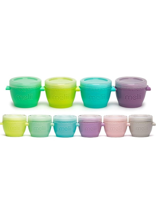 Melii Snap & Go Pods - Airtight & Leakproof Baby Food Containers - Baby Food Storage Pods for Effortless Mealtime, 2oz, set of 6 + 4oz, set of 4