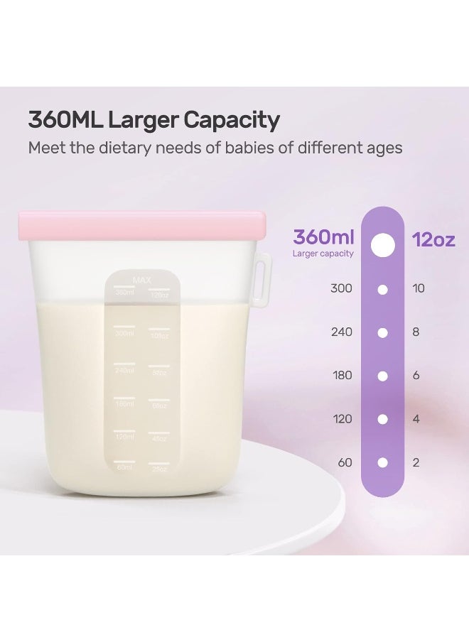 Nuliie 7 Pcs Silicone Breastmilk Storage Bags Reusable, 12oz/360ml Double Leak-Proof Breastmilk Freezer Bags, BPA Free Self-Standing Milk Bags for Breastfeeding, Baby Food Pouches