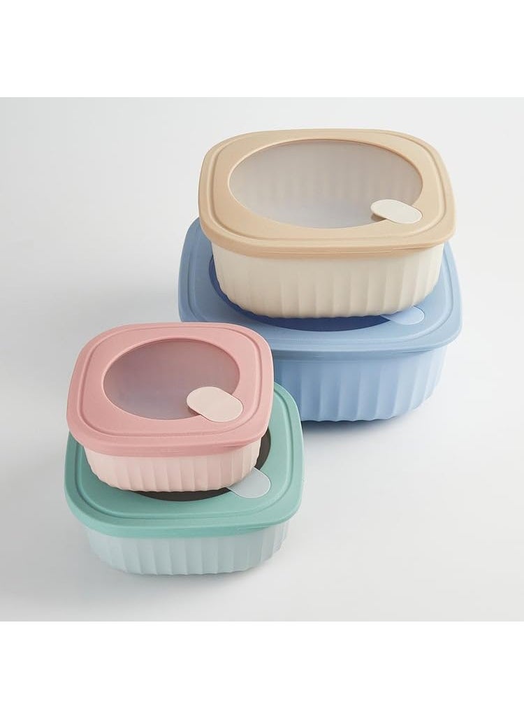 EVVIX Food Storage Containers Plastic Bowls with Lids Set Mixing Bowls Food Prep Containers Meal Prep Container 4 Piece Set Dishwasher Freezer Microwave Safe