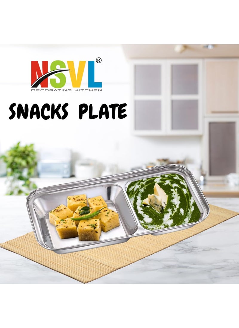 Nsvl Stainless Steel 2in1 Compartment Pav BhajiAppetizerSnacks Plate 6