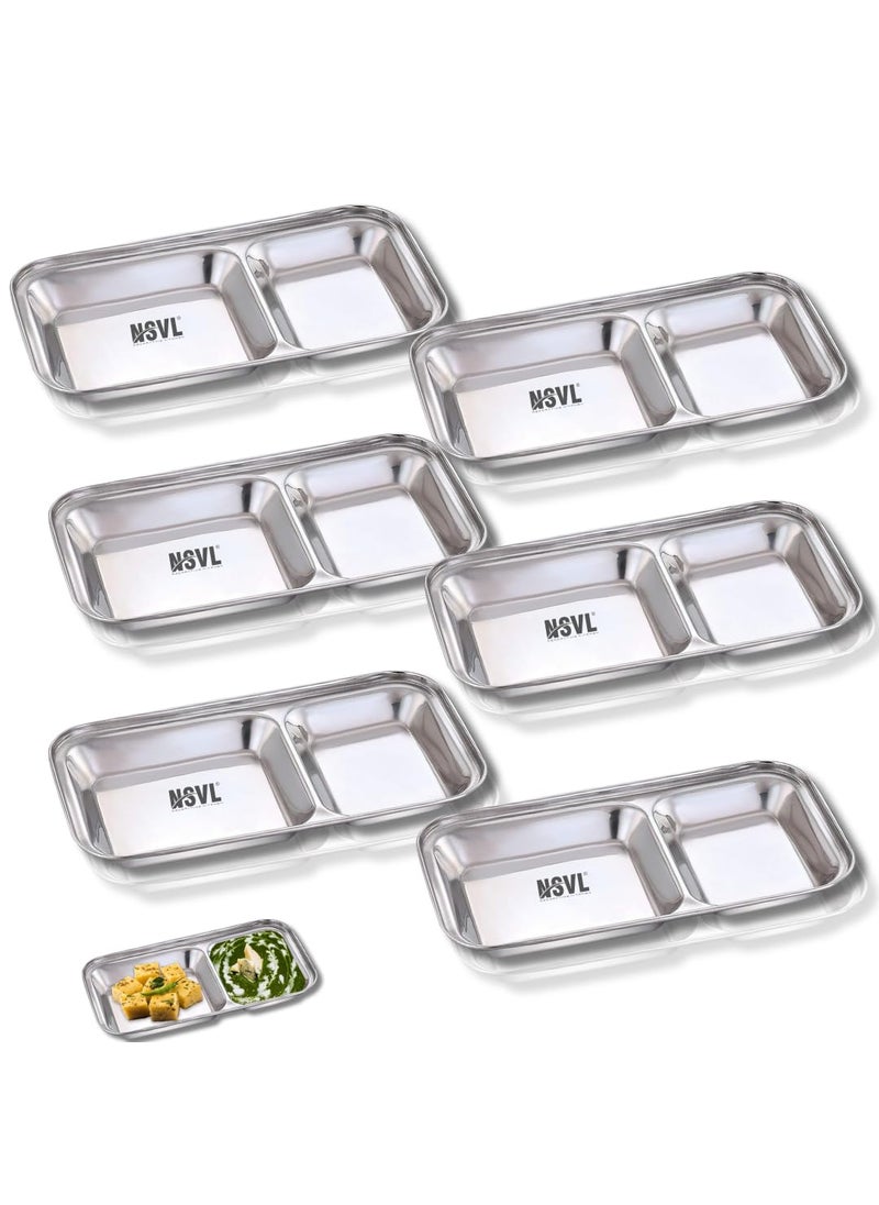 Nsvl Stainless Steel 2in1 Compartment Pav BhajiAppetizerSnacks Plate 6