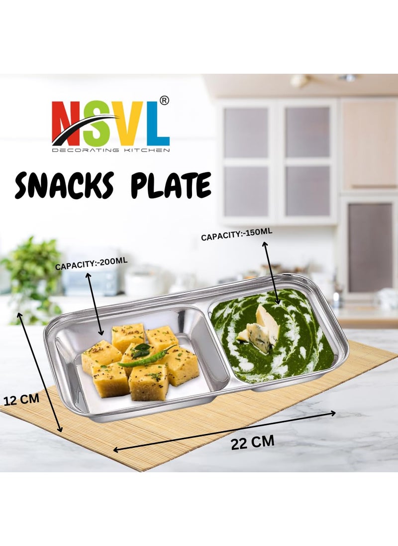 Nsvl Stainless Steel 2in1 Compartment Pav BhajiAppetizerSnacks Plate 6