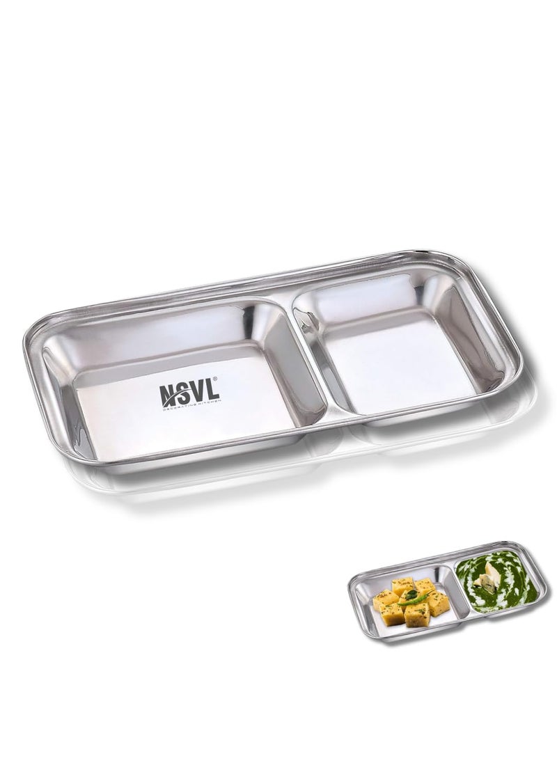 Nsvl Stainless Steel 2in1 Compartment Pav BhajiAppetizerSnacks Plate 6