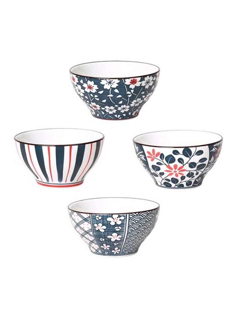 PLENARO Ceramic CerealDessert Bowl SetStylish Patterned Kitchen Dining BowlsMicrowavable Dishwasher Safewith Gift Box Packed Set of 4
