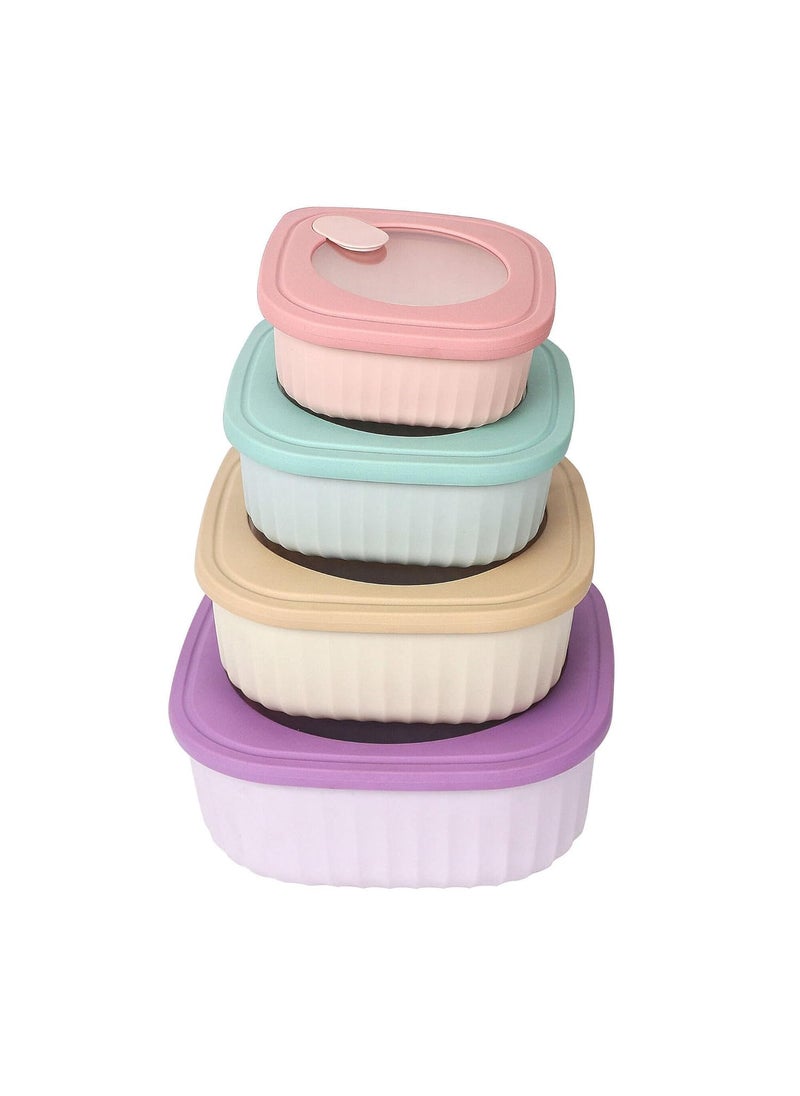 MARKWELL 4 Pieces Food Storage Containers with Lids Plastic BPAFree Mixing Bowl with Lids Prep Serve Bowl Set Nesting Storage Food Container Dishwasher Freezer Microwave Safe