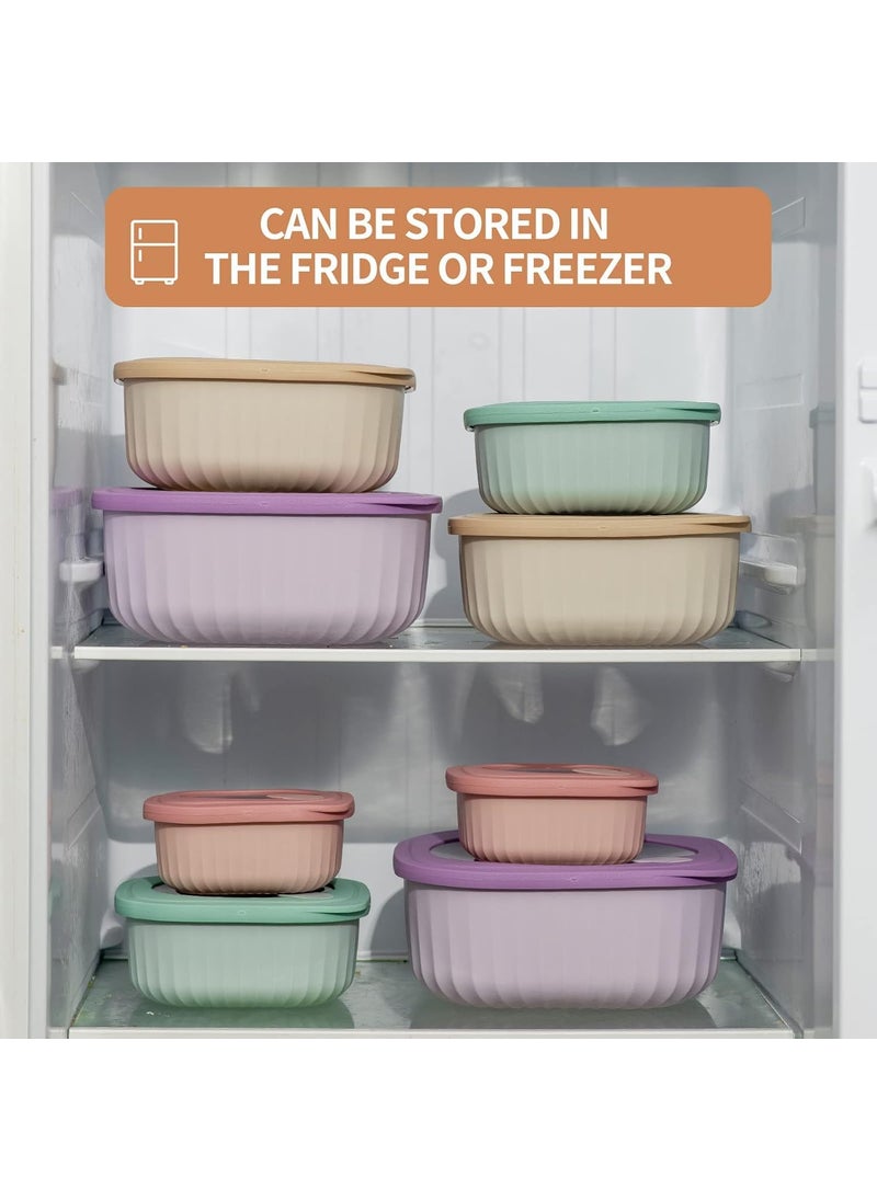 MARKWELL 4 Pieces Food Storage Containers with Lids Plastic BPAFree Mixing Bowl with Lids Prep Serve Bowl Set Nesting Storage Food Container Dishwasher Freezer Microwave Safe