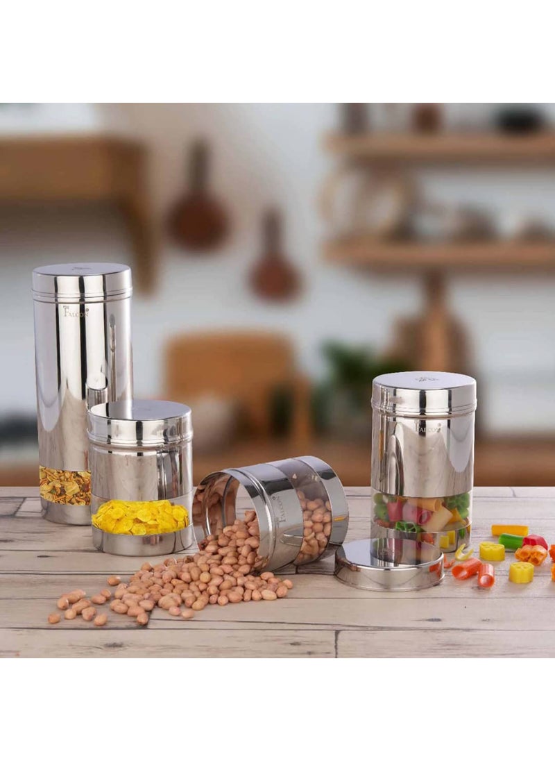 Pdd Falcon Steel SNS Storage canister combo Stainless steel SNS canisterdabba Steel kitchen storage canisterjar Multipurpose storage container for kitchen 1 pc silver 900ml