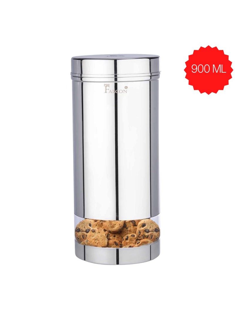 Pdd Falcon Steel SNS Storage canister combo Stainless steel SNS canisterdabba Steel kitchen storage canisterjar Multipurpose storage container for kitchen 1 pc silver 900ml