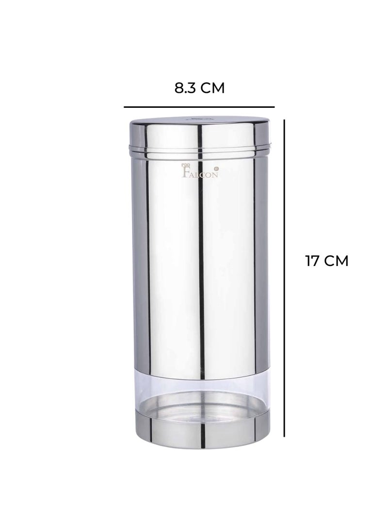 Pdd Falcon Steel SNS Storage canister combo Stainless steel SNS canisterdabba Steel kitchen storage canisterjar Multipurpose storage container for kitchen 1 pc silver 900ml