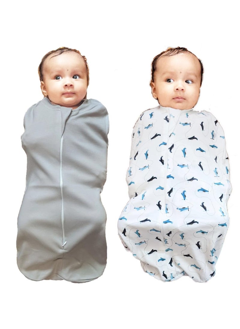 MammaChamp PODSwaddleSleeping BagBlanketsWrapSack for Newborn Baby 03 Months Packof 2 Gray Aeroplane Design