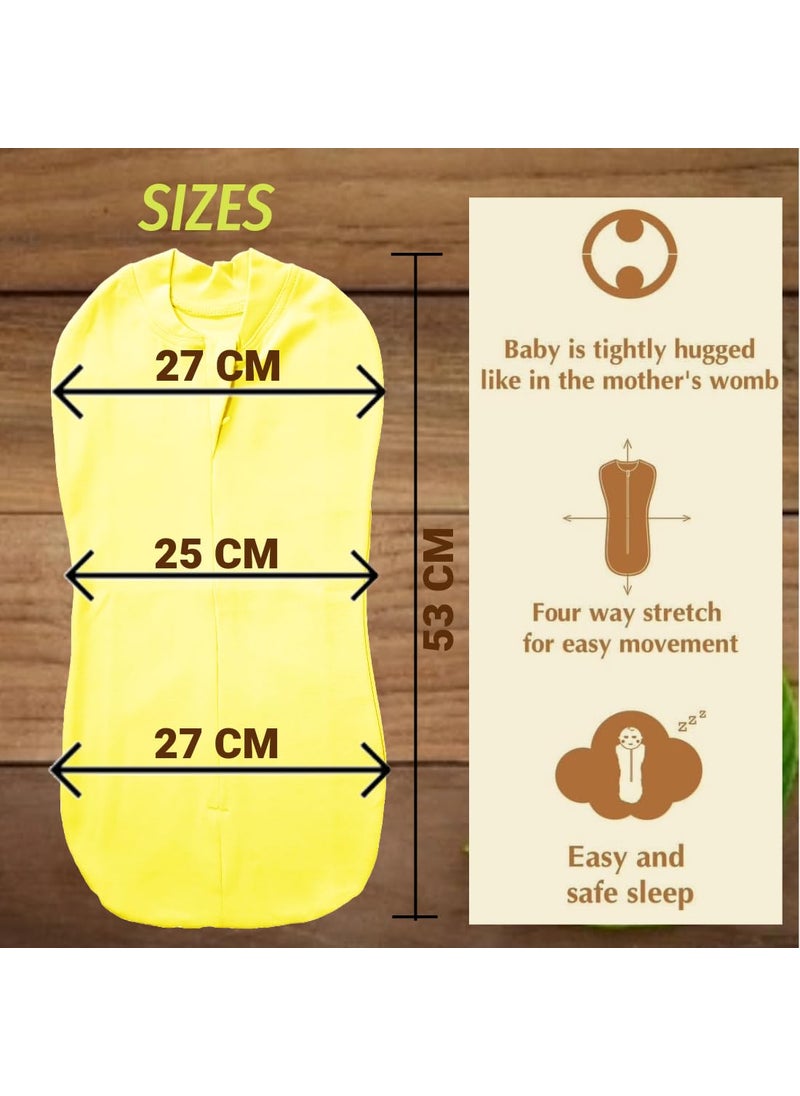 MammaChamp PODSwaddleSleeping BagBlanketsWrapSack for Newborn Baby 03 Months Packof 2 Gray Yellow