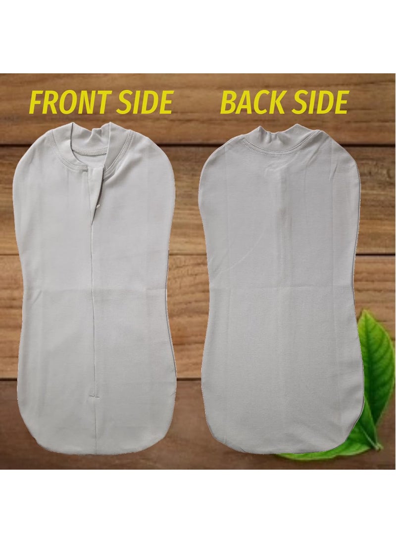 MammaChamp PODSwaddleSleeping BagBlanketsWrapSack for Newborn Baby 03 Months Packof 2 Gray Biscuit