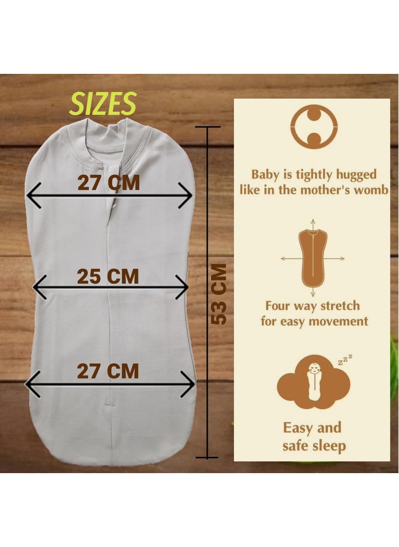 MammaChamp PODSwaddleSleeping BagBlanketsWrapSack for Newborn Baby 03 Months Packof 2 Gray Light Green