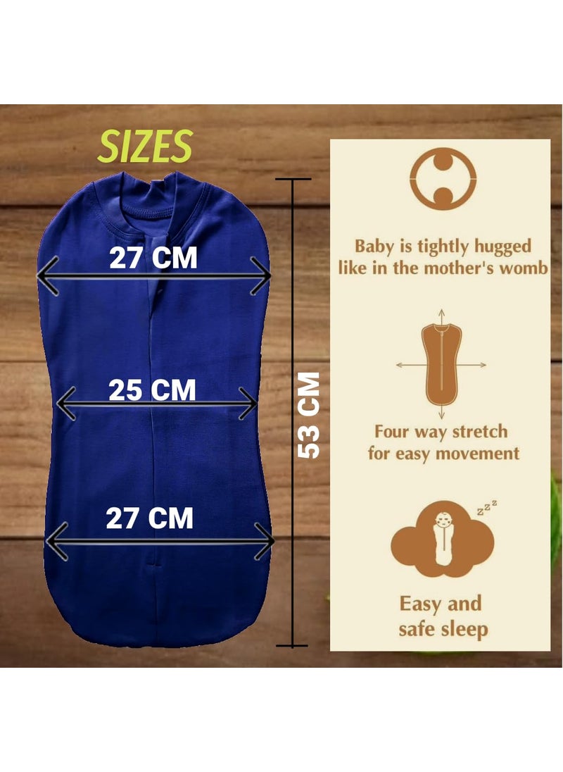 MammaChamp PODSwaddleSleeping BagBlanketsWrapSack for Newborn Baby 03 Months Packof 2 Gray Dark Blue