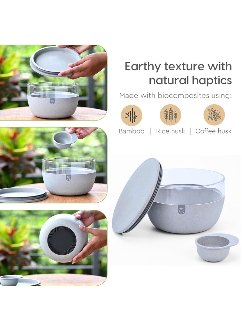 Eha Earth Friendly Ecovue Storage Containers For Kitchen Bowl With Lid 2100 ml Storage Bowls Made with Rice Husk Bowl With SpoonScoop Pack Of 1 Azure