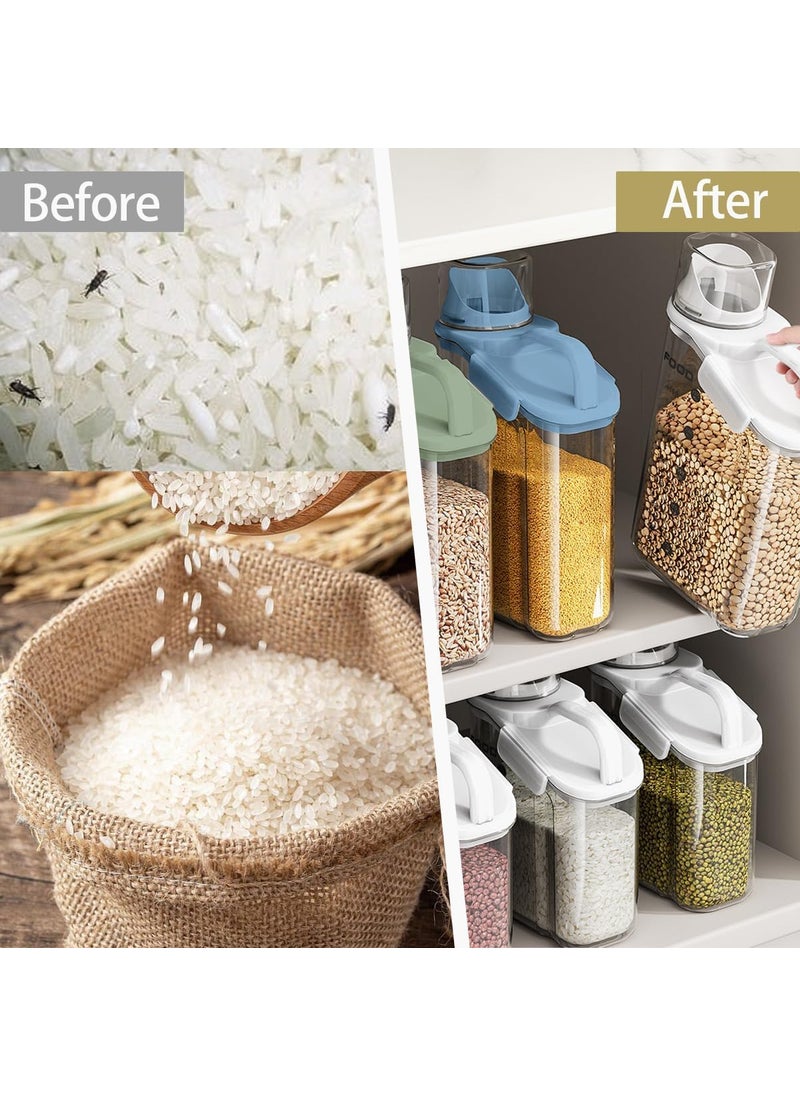 GLITZEN Cereal Containers Storage 2L Airtight Large Dry Food Storage Containers with Pouring Spout Measuring Cup for Flour and Grain BPA Free Dispenser Plastic Bin Multicolour PACK OF 3