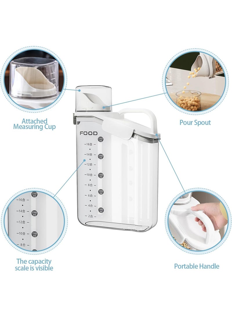 GLITZEN Cereal Containers Storage 2L Airtight Large Dry Food Storage Containers with Pouring Spout Measuring Cup for Flour and Grain BPA Free Dispenser Plastic Bin Multicolour PACK OF 3