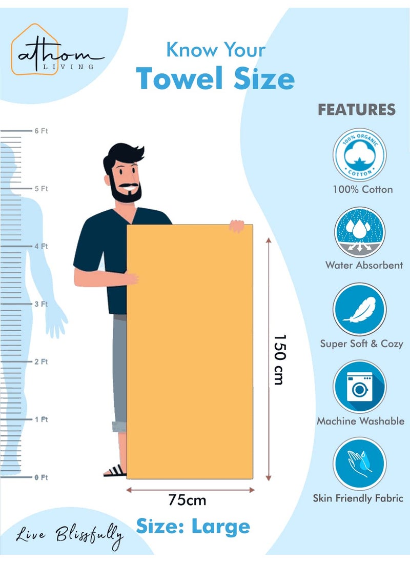 Athom Living Eco Saviour Premium Cotton Light Weight QuickDry High Absorbent Cotton Bath Towel Multicolor Pack of 3