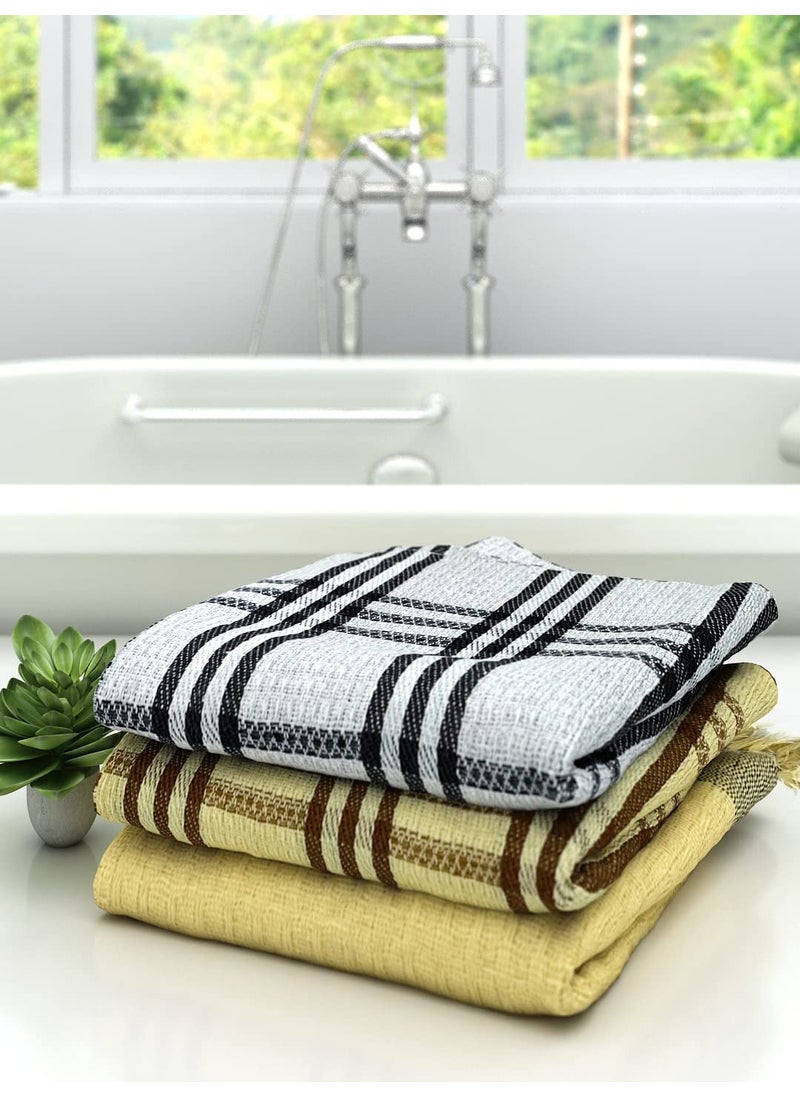Athom Living Eco Saviour Premium Cotton Light Weight QuickDry High Absorbent Cotton Bath Towel Multicolor Pack of 3