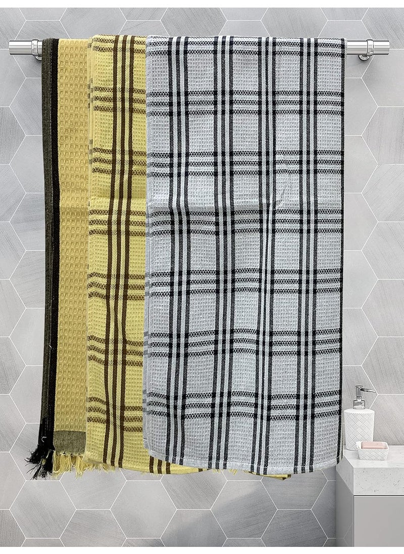 Athom Living Eco Saviour Premium Cotton Light Weight QuickDry High Absorbent Cotton Bath Towel Multicolor Pack of 3