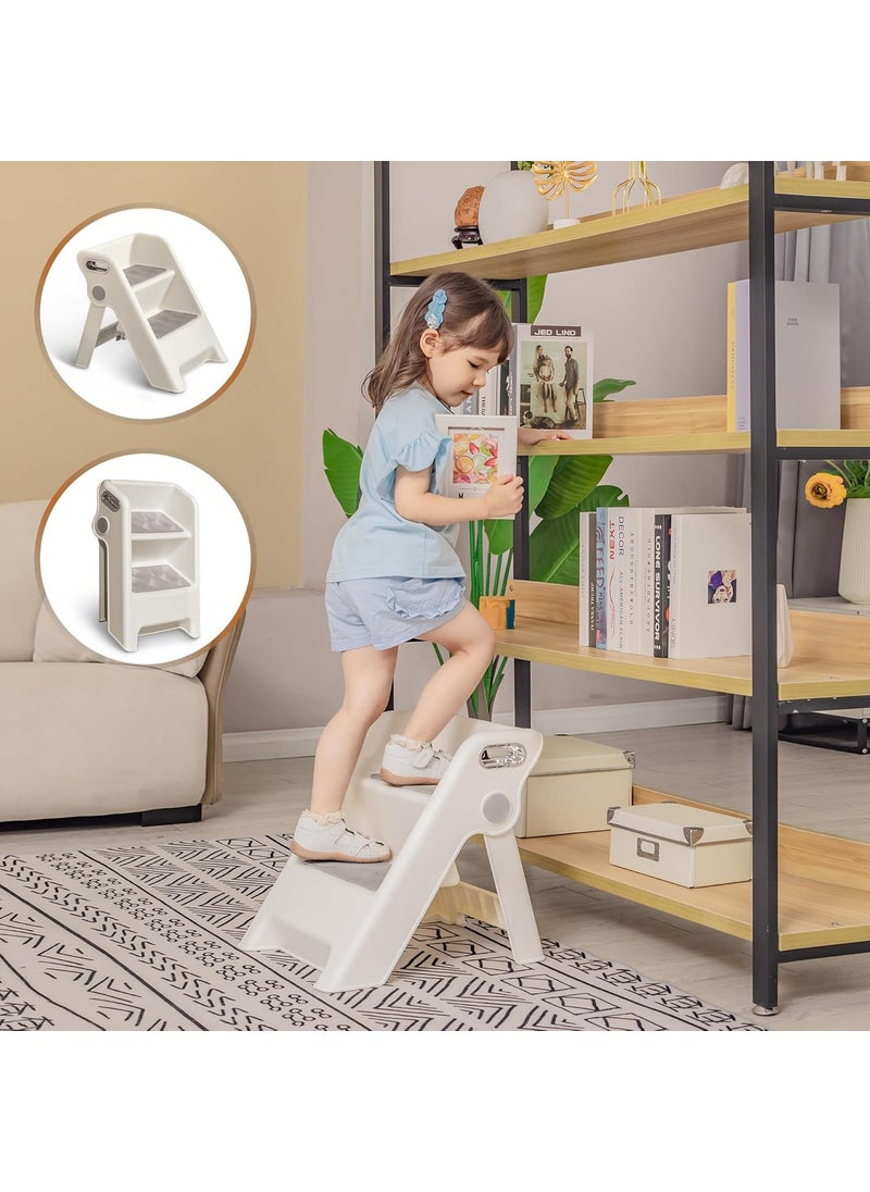 Seafront Foldable 2Step Stool for Kids Potty Seat Training Aid with Safety HandlesDurable Perfect for Potty Training Bathroom SinkKitchen Stand Stool Bedroom Step Stool