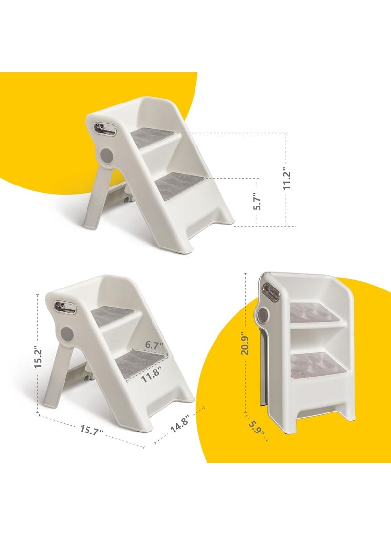 Seafront Foldable 2Step Stool for Kids Potty Seat Training Aid with Safety HandlesDurable Perfect for Potty Training Bathroom SinkKitchen Stand Stool Bedroom Step Stool