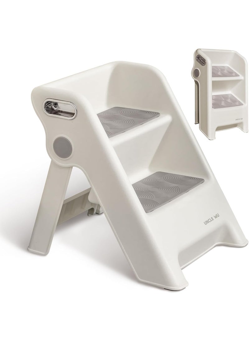 Seafront Foldable 2Step Stool for Kids Potty Seat Training Aid with Safety HandlesDurable Perfect for Potty Training Bathroom SinkKitchen Stand Stool Bedroom Step Stool