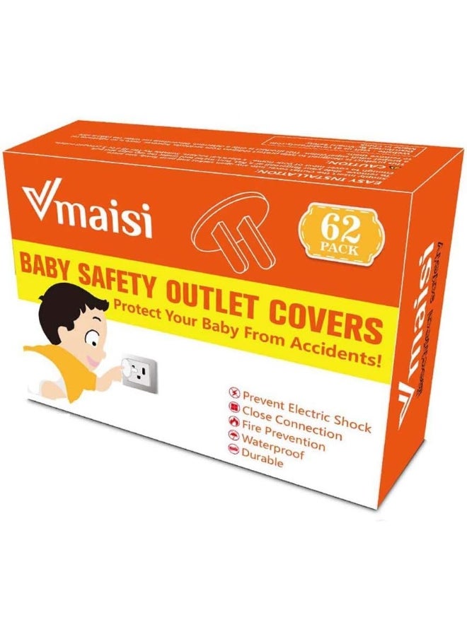 vmaisi Outlet Covers ChildProof Plug Protector - 62 Pack Baby Proofing Electrical Safety Outlet Plugs