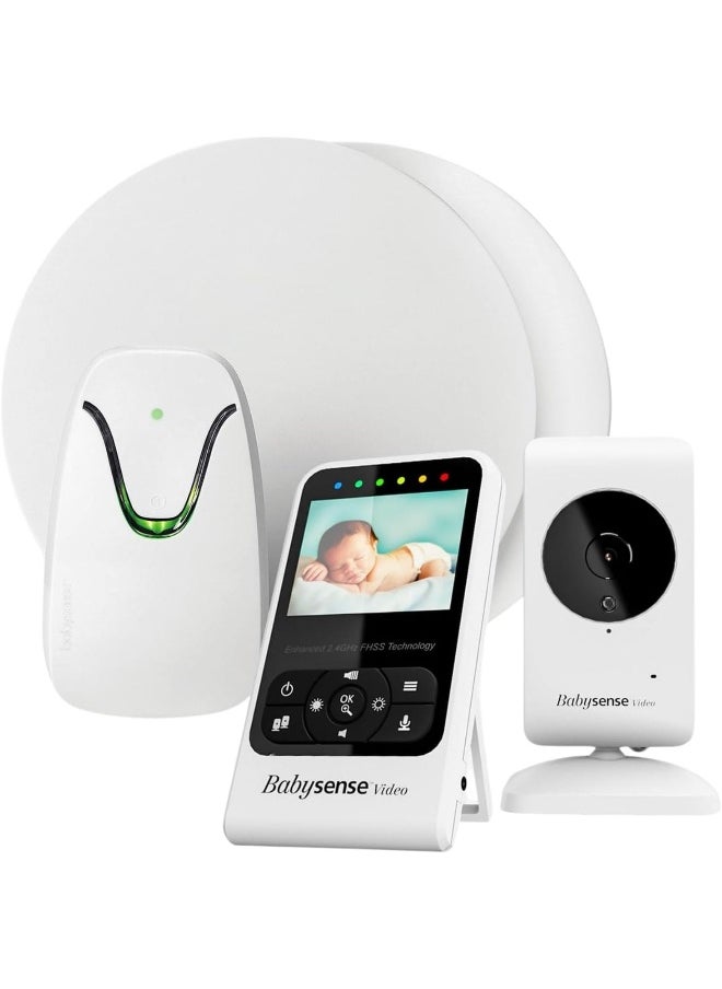Babysense New Model - Video & Movement Monitor Bundle Pack - V24R With 7 Under-The-Mattress Sensor - 2 in 1