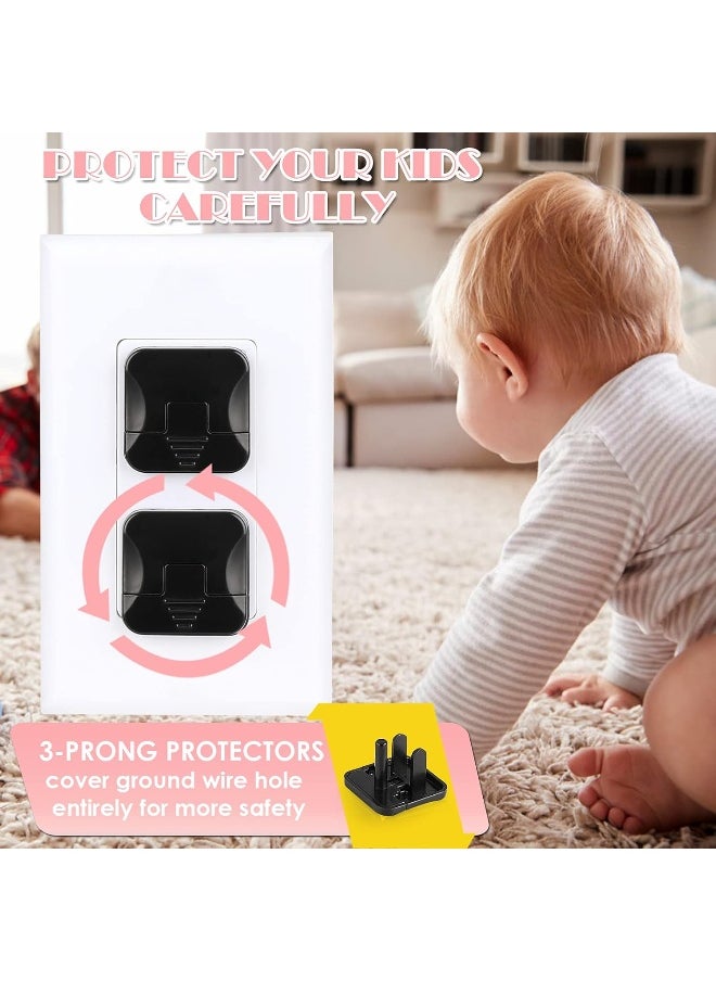Outlet Covers 38-Pack Black Child Proof Electrical Protector Safety Improved Baby Safety Plug Covers