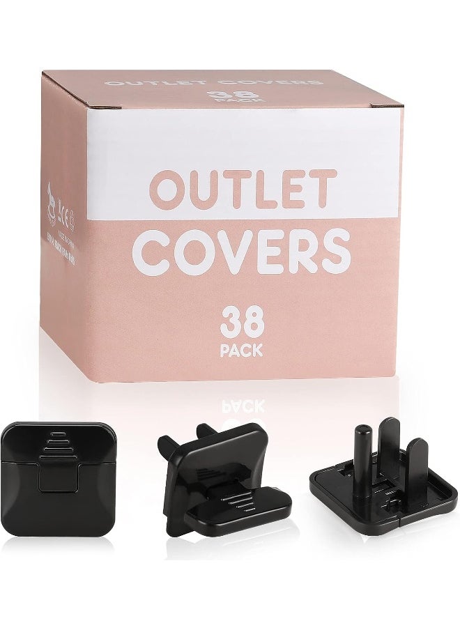 Outlet Covers 38-Pack Black Child Proof Electrical Protector Safety Improved Baby Safety Plug Covers