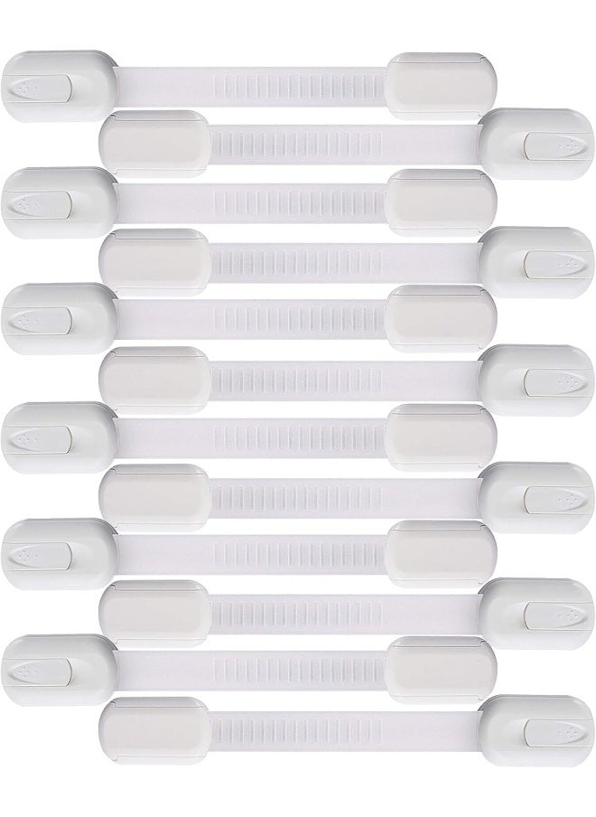 12 Pack Multi-Use Adhesive Straps Locks - Childproofing Baby Proofing Cabinet Latches for Drawers, Fridge, Dishwasher, Toilet Seat, Cupboard, Oven, Trash Can, No Drilling