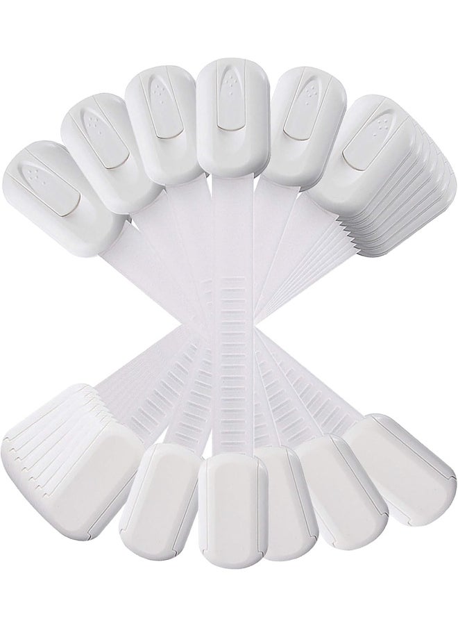 12 Pack Multi-Use Adhesive Straps Locks - Childproofing Baby Proofing Cabinet Latches for Drawers, Fridge, Dishwasher, Toilet Seat, Cupboard, Oven, Trash Can, No Drilling