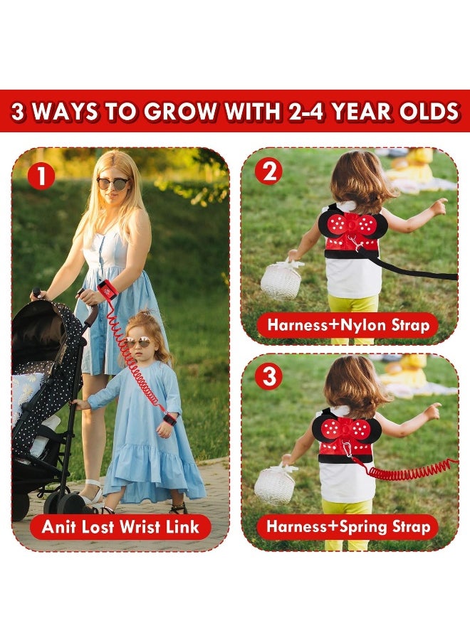 Toddlers Leash for Walking + Anti Lost Wrist Link Safety Wrist 4 in 1 for Toddlers, Child, Babies & Kids, Safety Harness Kids Walking Wristband Assistant Strap Belt