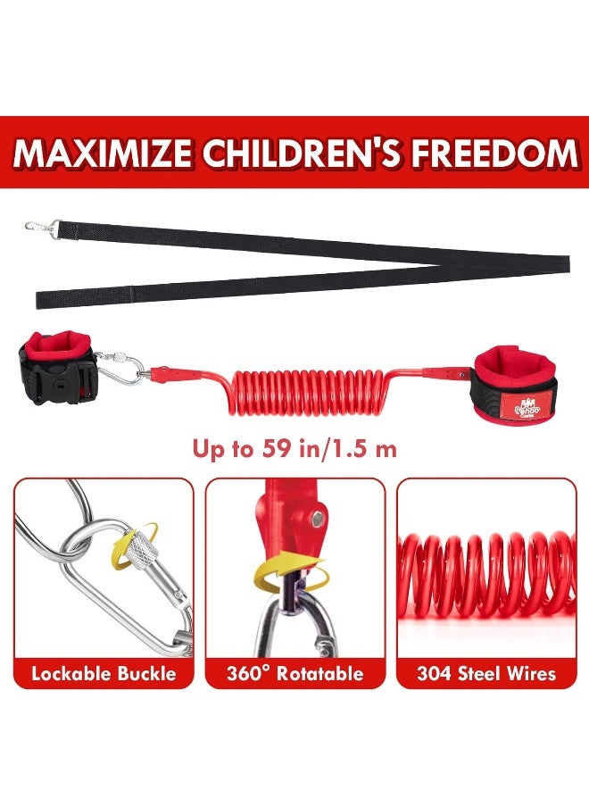 Toddlers Leash for Walking + Anti Lost Wrist Link Safety Wrist 4 in 1 for Toddlers, Child, Babies & Kids, Safety Harness Kids Walking Wristband Assistant Strap Belt