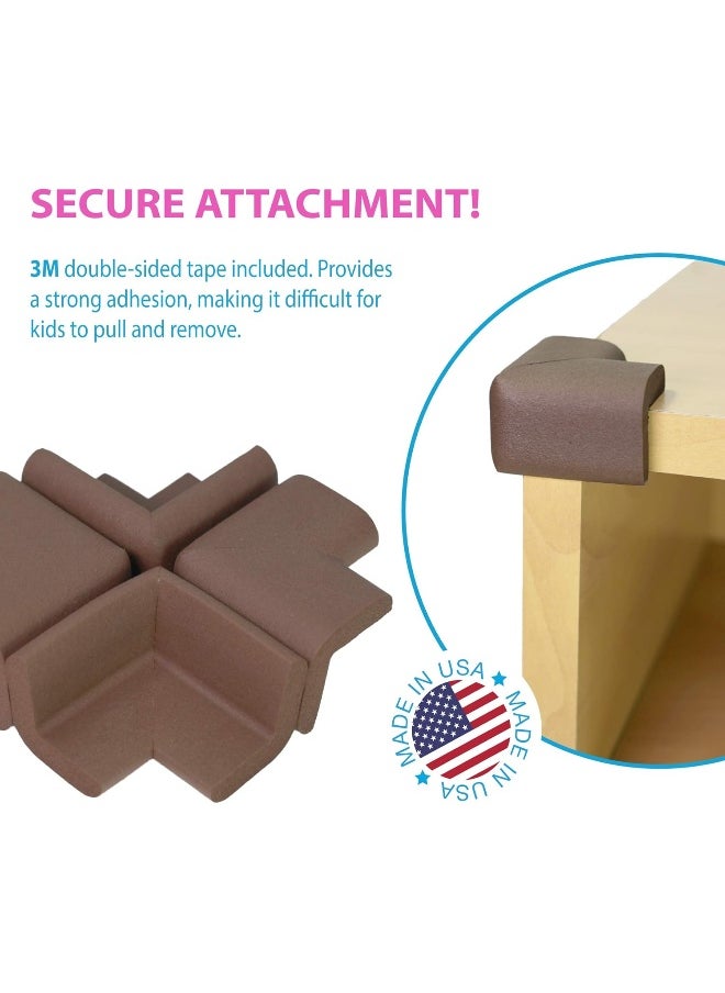 KidKusion Corner Cushion | Made in USA | Brown | 8 Pack | Furniture and Corner Protector
