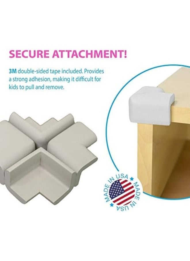 Kidkusion Corner Cushions, Off White - 8 Pack | Foam Safety; Table Protector; Furniture Safety; Edge Guard