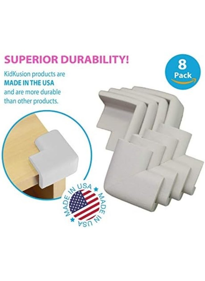 Kidkusion Corner Cushions, Off White - 8 Pack | Foam Safety; Table Protector; Furniture Safety; Edge Guard