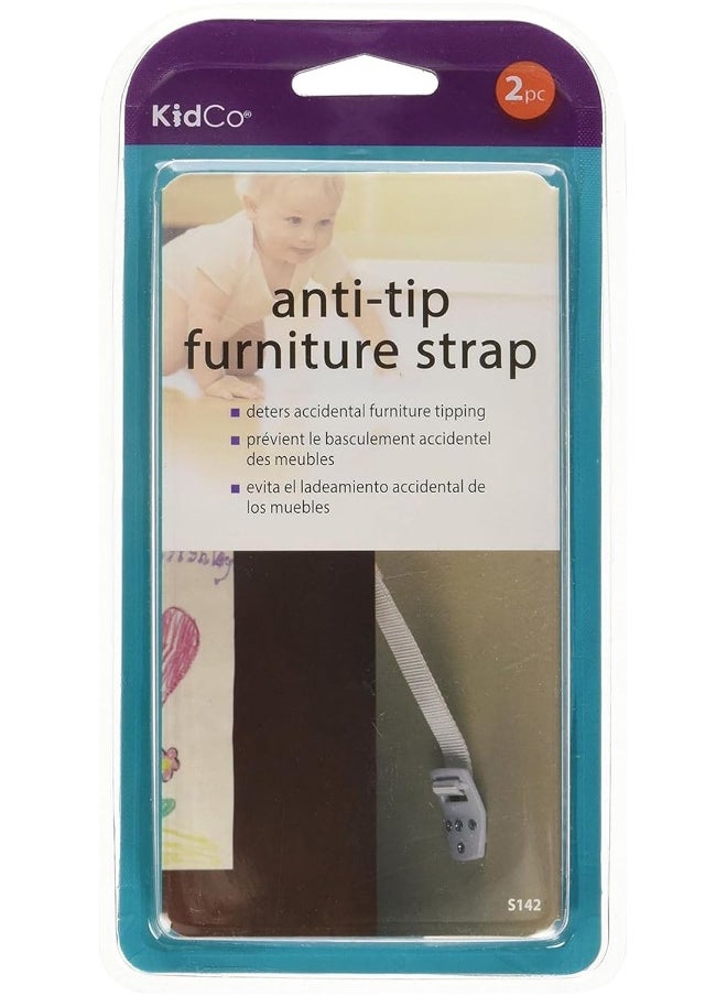 KidCo Anti-Tip Furniture Strap - White - 2 ct