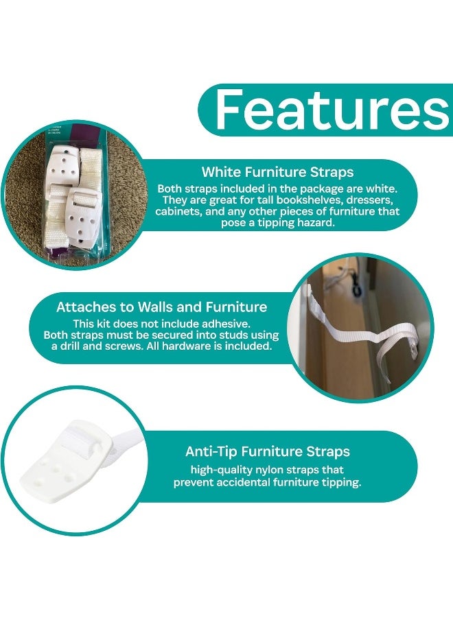 KidCo Anti-Tip Furniture Strap - White - 2 ct
