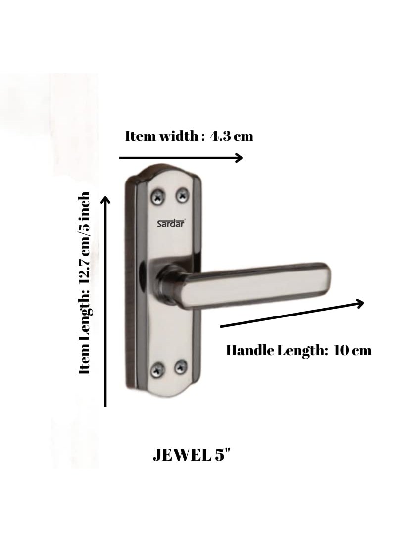 SARDAR Iron Jewel 5 Black Silver Iron Baby Latch Bathroom Door Handle Mortise Door Handle With Baby Latch Keyless Handle Bathroom Pull Handle