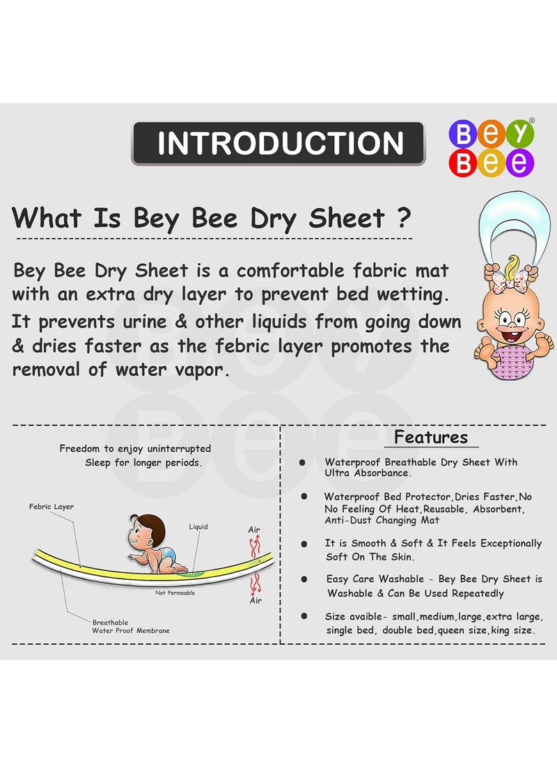 Bey Bee Quick Dry Baby Bed Protector Waterproof Sheet Reusable Absorbent Mat Elderly Patients Bedding Underpads Golden Extra Large 200Cm X 140Cm